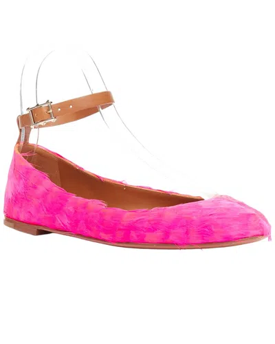 Pre-owned Valentino Garavani Valentino Women's Feather Ankle Strap Ballet Flat (authentic Pre-loved)