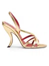 Valentino Garavani Fetishique Sandal In Laminated Nappa 105mm Woman Antique Brass 38.5 In Gold