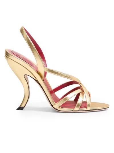 Valentino Garavani Valentino Fetishique 105 Leather Slingback Sandal In Gold