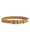 Valentino Garavani Flaneuse Belt In Suede 30 Mm Woman Havana Beige 100 In Brown