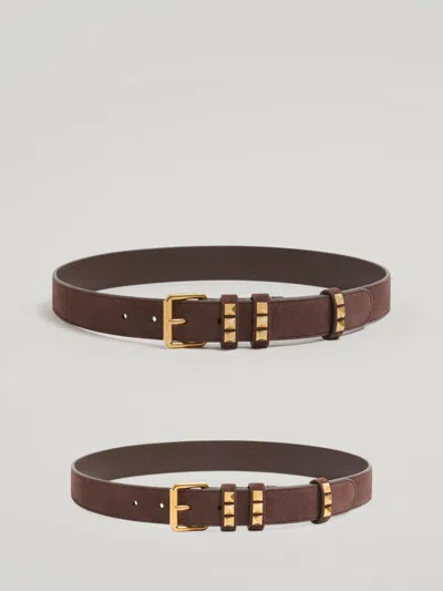 Valentino Garavani Women's Flaneuse Belt In Suede 30mm In Brown