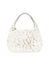 Valentino Garavani Women's Floral Applique Leather Hobo Bag In White