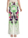 Valentino Floral Cotton High-rise Wide-leg Pants In Multi