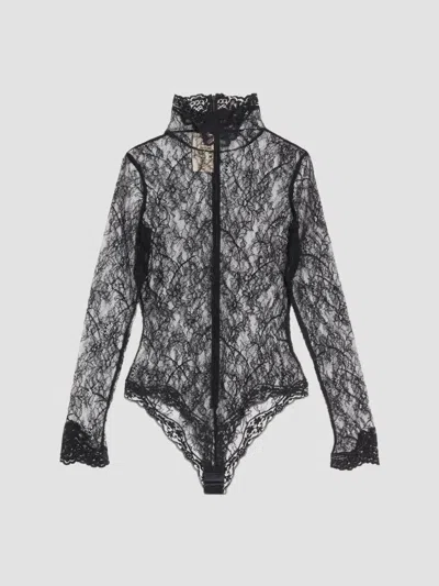 Valentino Women's Floral Lace Body Suit In Black