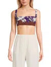Valentino Women's Floral Silk Crop Top In Multi