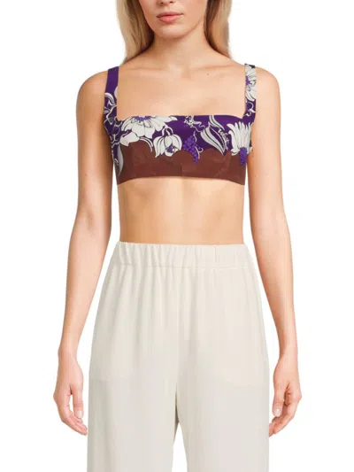 Valentino Women's Floral Silk Crop Top In Multi