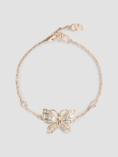 Valentino Garavani Women's Flutterby Bracelet In Metal And Swarovski Crystals In Platinum Crystal