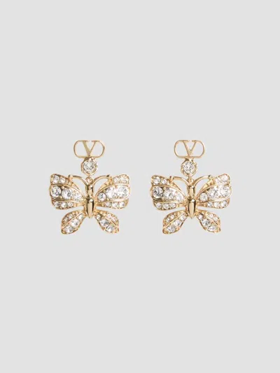 Valentino Garavani Women's Flutterby Earrings In Metal And Swarovski Crystals In Gold