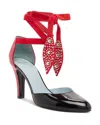 Valentino Garavani Foliefoliage Sandal With Color-block Design And Beaded Accents In Rouge/black