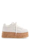 Valentino Leather Platform Sneakers Perforated Detailing In White