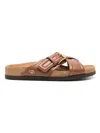 Valentino Vlogo-plaque Leather Slides In Tobacosiga