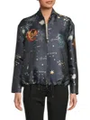 Valentino Women's Galaxy Print Satin Bomber Jacket In Blue