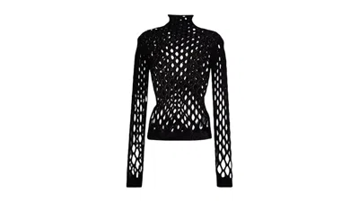 Pre-owned Valentino Women's Garavani Net Knitted Top In Black