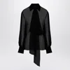 Valentino Semi-transparent Black Silk Chiffon Shirt In Black