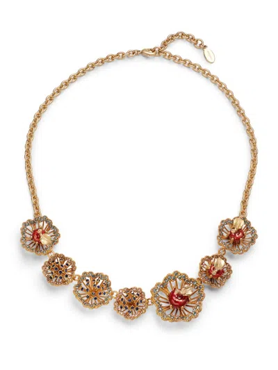 Valentino Garavani Women's Glass & Enamel Floral Statement Necklace In Brass