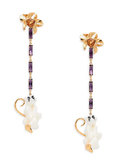 Valentino Garavani Women's Glass & Resin Drop Earrings In Brass