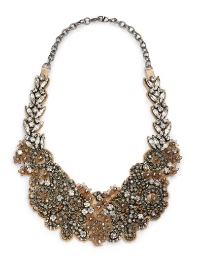 Valentino Garavani Women's Glass Floral Statement Necklace In Brass