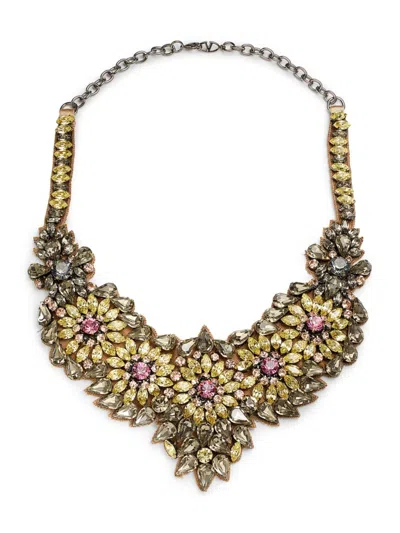 Valentino Garavani Women's Glass Floral Statement Necklace In Brass