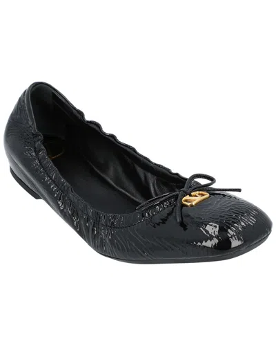 Valentino Garavani Valentino Women's Goatskin Vlogo Signature Ruched Slip-on Ballerina (authentic  Pre-loved) In Black