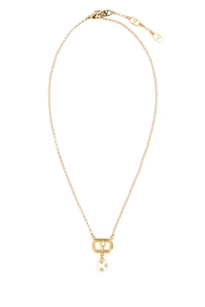 Valentino Garavani Women Golden Signature Charm Pendant Necklace, Onesize Luxury Neckpieces For Women Darveys