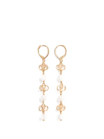 Valentino Garavani Women Golden Vlogo Signature Drop Earrings In Yellow