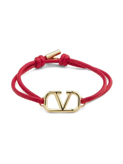 Valentino Garavani Women's Goldplated Brass & Leather Vlogo Bracelet In Brown