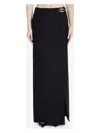 Valentino Crepe Couture Maxi Skirt With Front Slit In Black