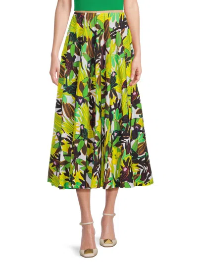 Valentino Women's Gonna Print Midi Skirt In Green