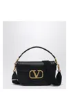 Valentino Garavani Vlogo Embellished Textured-leather Shoulder Bag In Black