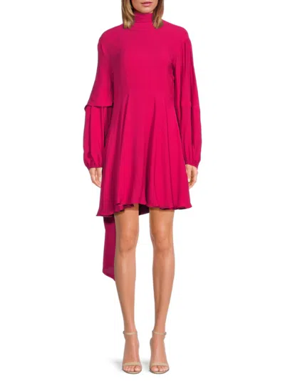 Valentino Women's High-low Long Sleeve Turtleneck Mini Dress In Disco Pink