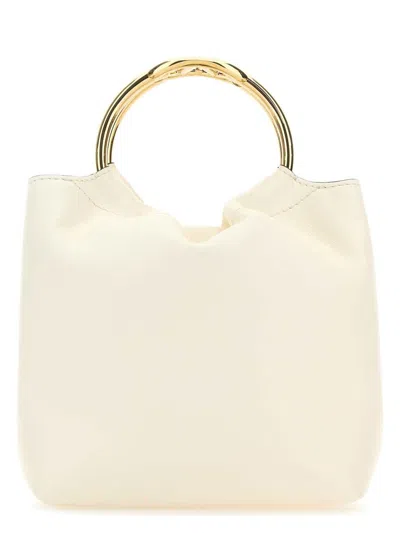 VALENTINO GARAVANI WOMEN'S IVORY LEATHER BUCKET BAG
