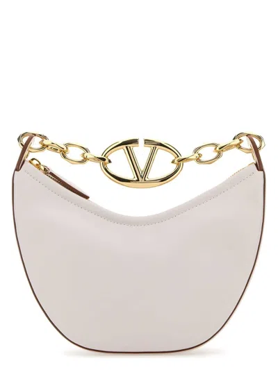 VALENTINO GARAVANI WOMEN'S IVORY LEATHER MINI HOBO VLOGO MOON HANDBAG