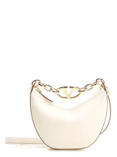Valentino Garavani Women's Ivory Leather Mini Hobo Vlogo Moon Handbag