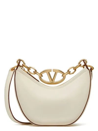 Valentino Garavani Women's Ivory Leather Mini Hobo Vlogo Moon Handbag