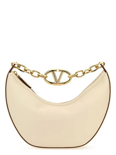 Valentino Garavani Women's Ivory Leather Small Hobo Vlogo Moon Handbag