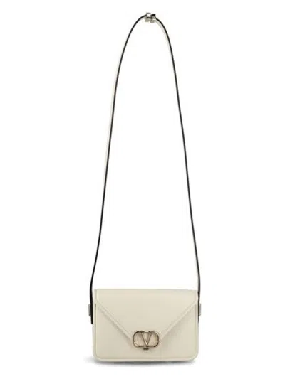 VALENTINO GARAVANI WOMEN'S IVORY LEATHER VLOGO CROSSBODY BAG