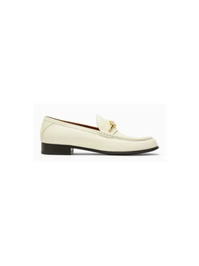 Valentino Garavani Vlogo Leather Loafers In White