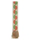 Valentino Garavani Ivory Orange Green Patterned Scarf With Fringes Spring Summer Women In Beige