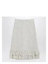 Valentino Womens Betulla Nero Polka-dot Ruffled Woven Midi Skirt