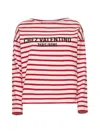 Valentino Women Ivory Striped Cotton Jersey T-shirt