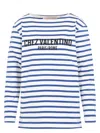 Valentino Long Sleeve Cotton T-shirt With Striped Pattern In Print