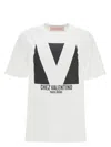 Valentino Crewneck Graphic Print Ribbed Short-sleeve Cotton Jersey In Print