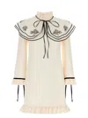 Valentino Wool Blend Mini Dress With Embroidered Ruffles