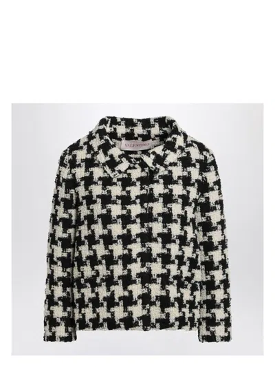 VALENTINO WOMEN'S IVORY/BLACK MACRO HOUNDSTOOTH JACKET