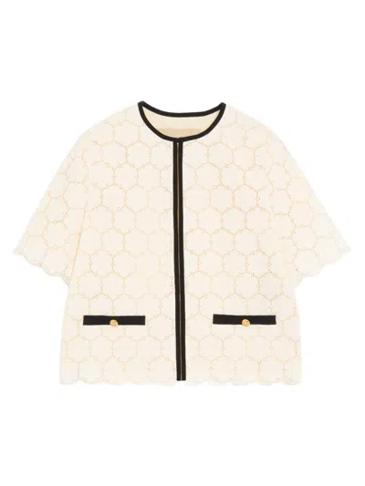 Valentino Women's Jacket In Fleurs Cotton In White