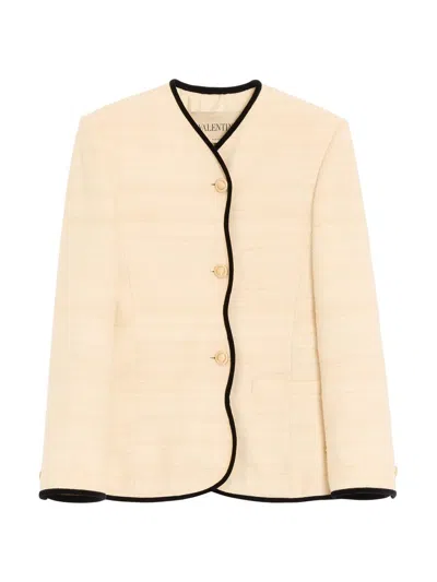 Valentino Silk And Linen-blend Canvas Jacket In White