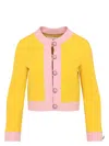 Valentino Bi-color Crystal Crepe Crop Jacket In Yellow,orange