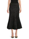Valentino Leopard Pattern Flared Knitted Skirt In Black