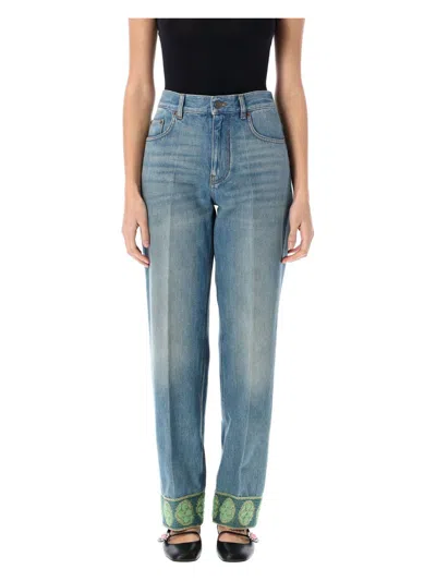 VALENTINO WOMEN'S JACQUARD TRIMS DENIM PANT
