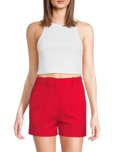 Valentino Women's Jersey Floral Lace Cropped Top In White